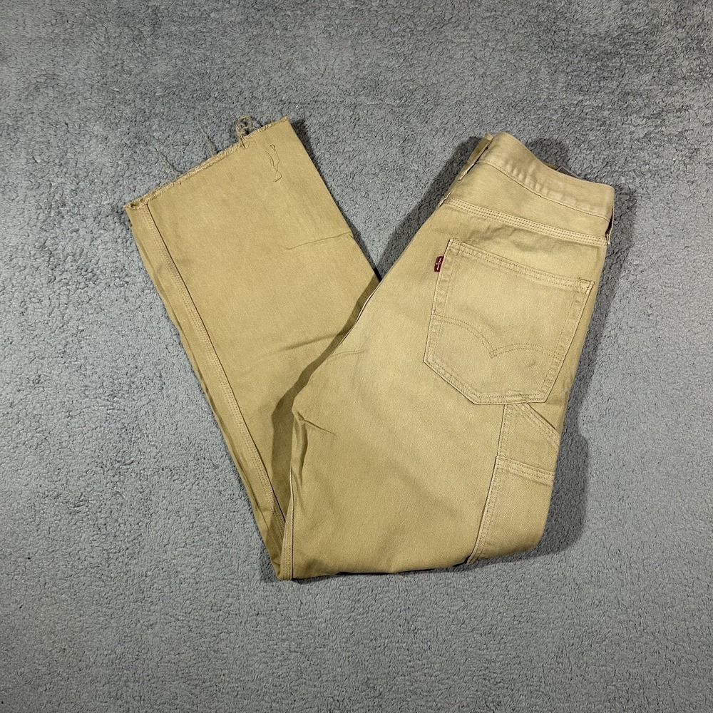 Levi's Pants Mens 32x34 Loose Straight Khaki Carpenter Canvas Copped #2972